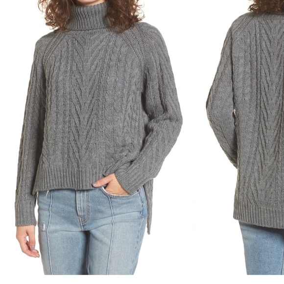 [debut] Cable Knit Turtleneck Sweater in Gold - Picture 5 of 6